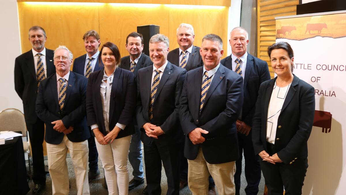CATTLE Council of Australia board (from left) Tony Hegarty, David Lovelock, 
Geoff Pearson, Amanda Giles, Markus Rathsmann, Brett Hall, David Hill,
Lloyd Hick, Peter Star and Olivia Lawson.