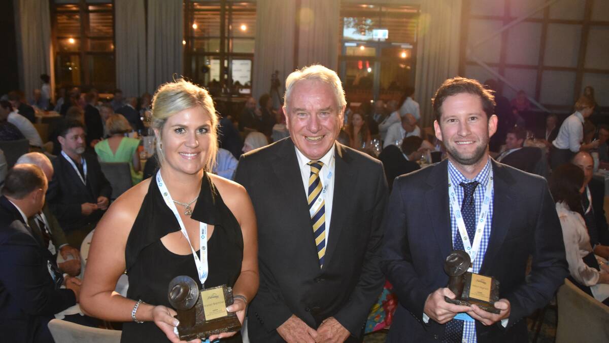2023 Zanda McDonald Award winners Harriet Bremner, New Zealand and Mitch Highett, Australia, with the award's chairman Richard Rains.