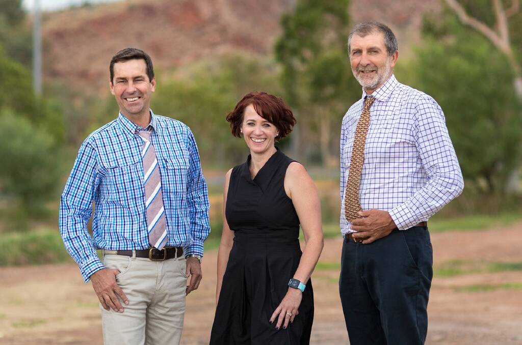 Cattle Council of Australia president Howard Smith, chief executive officer Margo Andrae and vice president Tony Hegarty at the organisation's annual general meeting in Alice Springs late last year.