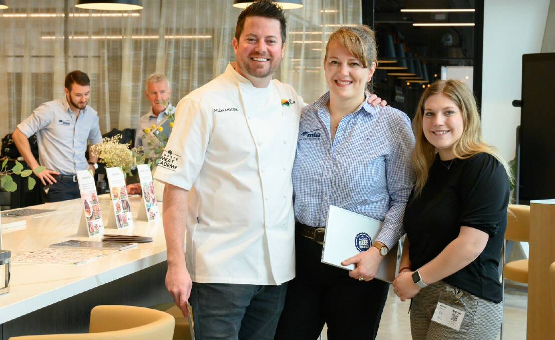 Chef Adam Moore with MLA's Sabrina Kindler and Claire Loker. Mr Moore is a consultant MLA works with in the US food service industry. 