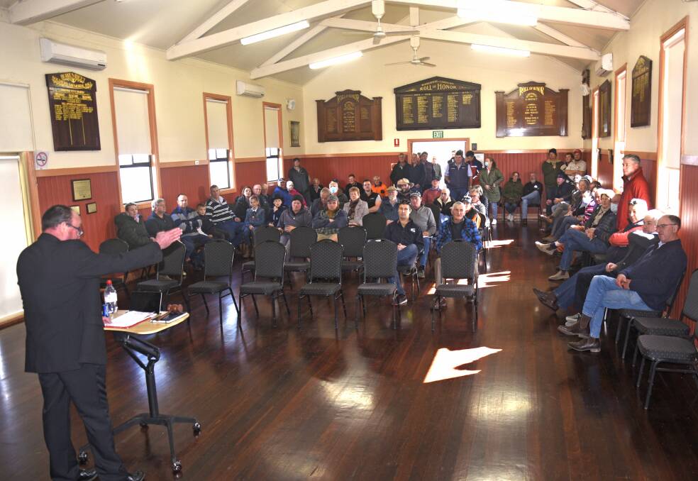 A big crowd attended the auction of a long-time local family's farm land at the Burrumbeet Soldiers Memorial Hall on Friday.