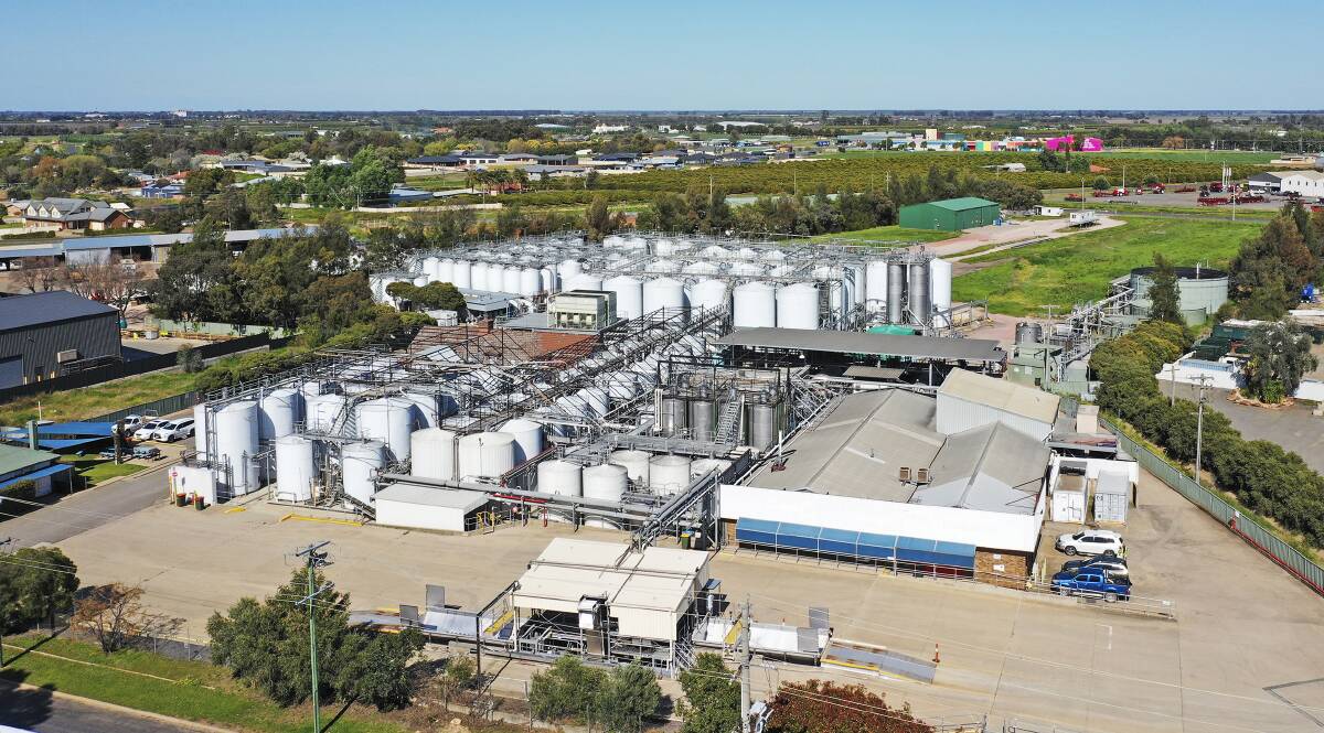 The Wickham Hill Winery at Griffith can crush about 20,000 tonnes of grapes with more than 18 million litres of stainless-steel tank storage. Pictures from Colliers Agribusiness.