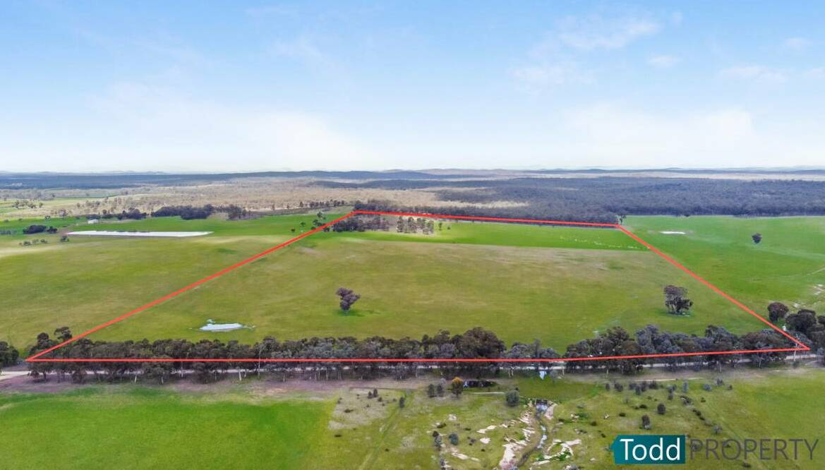 Good farming ground but no house on these 107 acres east of Bendigo for an asking price of $450,000. Picture: Todd Property.