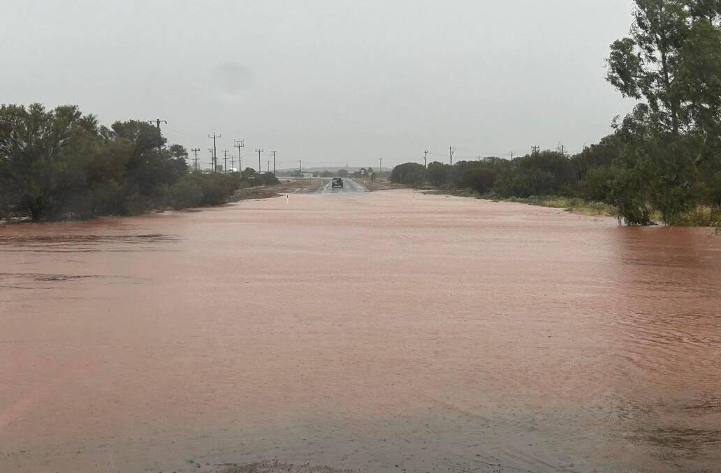 A key road at Laverton in the northern Goldfields region was closed because of local flooding. Picture: Shire of Dundas.