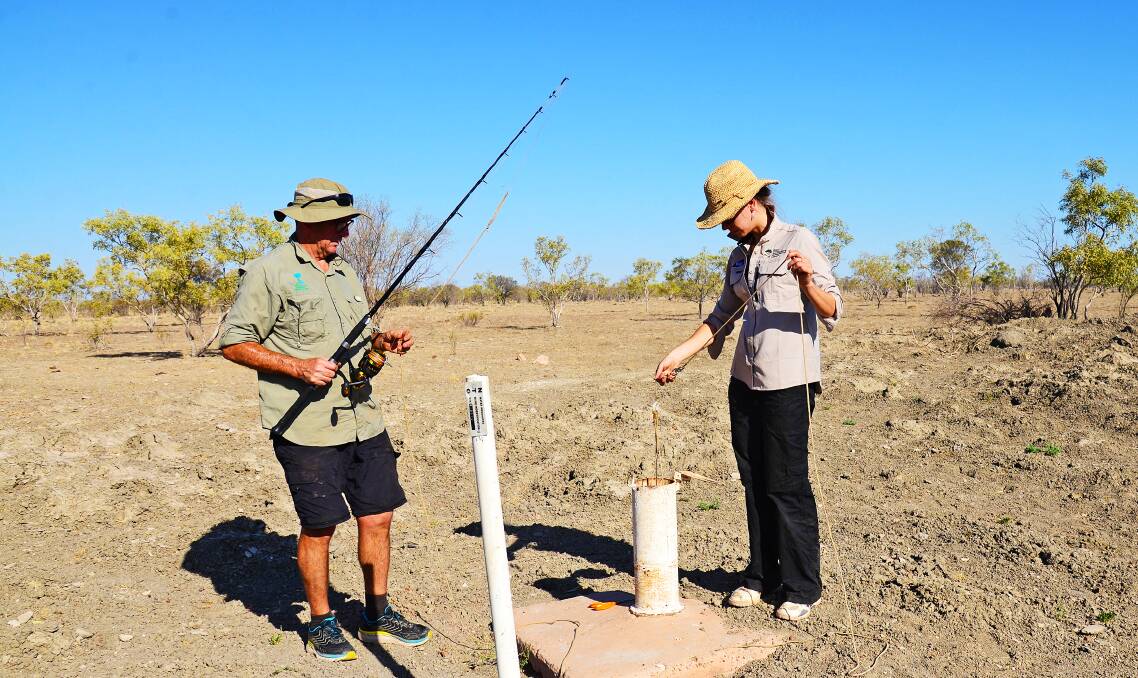 CSIRO's Dr Daryl Nielsen and Charles Darwin University's Dr Stefanie Oberprieler fishing for stygofauna back in 2019. Pictures from CSIRO.
