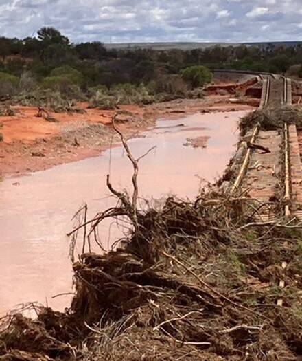 Just some of the damage discovered last week after flash flooding near Tarcoola cut Australian in two. Picture: ARTC.