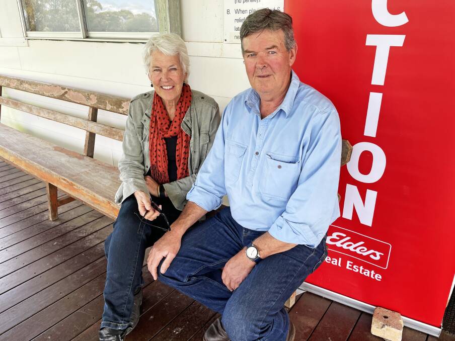 Prue and Don McAllister from Banyena were happy with the auction price paid for their family's farm land at Marnoo in western Victoria on Friday.