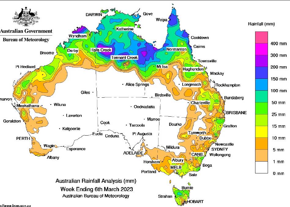 Incredible rain totals have been recorded across northern Australia in the past week. Graphic from BOM