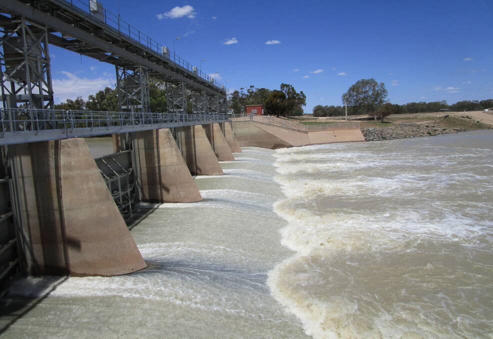 Water is released from the Menindee Weir. Picture from WaterNSW