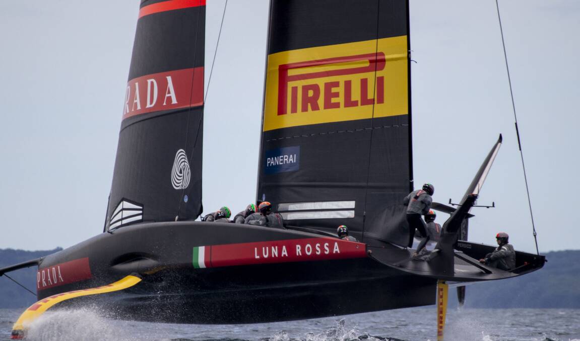The Italian entry competes in the America's Cup off the coast of New Zealand in 2021 - Senators questioned whether the logo on the sail could be well seen. Picture from Luna Rossa Prada Pirelli