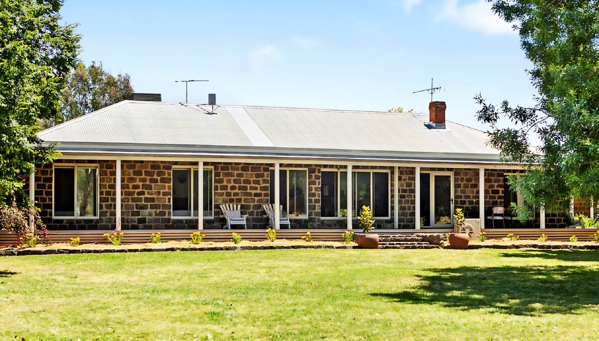 The home for sale near Wangaratta is built from bluestone blocks taken from the Newmarket Saleyards, once Australia's premier selling centre. Pictures supplied.