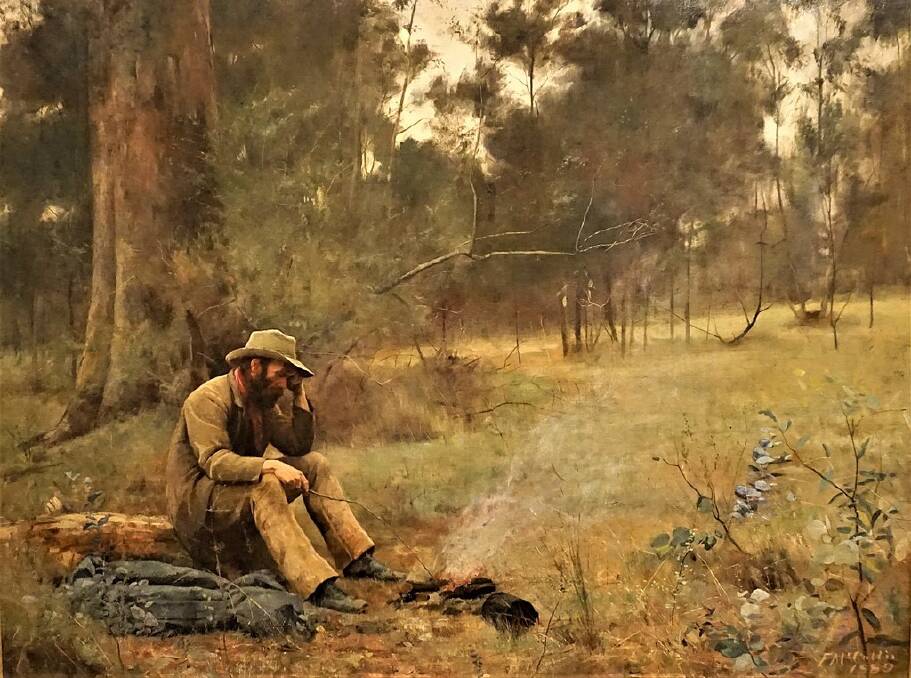 SWAGGIES VISITED: During the 1930's Depression, swaggies would walk the roads looking for work, or something to eat. Frederick McCubbin painted "Down on His Luck" earlier.