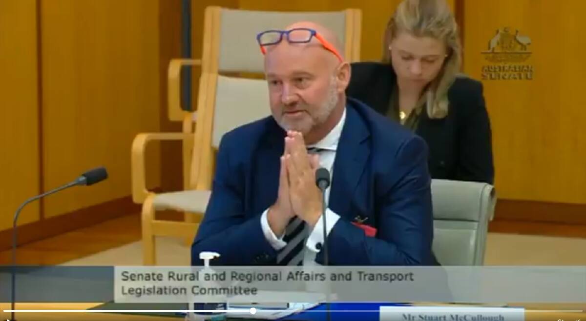 Former AWI boss Stuart McCullough was grilled at federal parliament on the support for an Italian sailing team. Picture from federal parliament