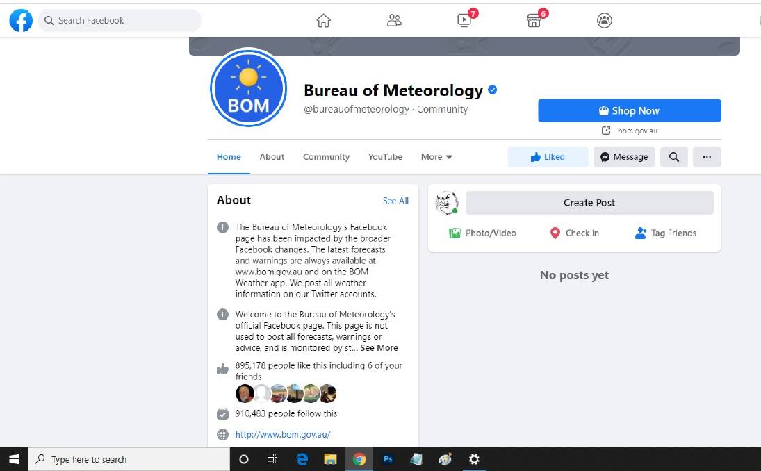 The Bureau of Meteorology has been entangled in the Facebook ban.