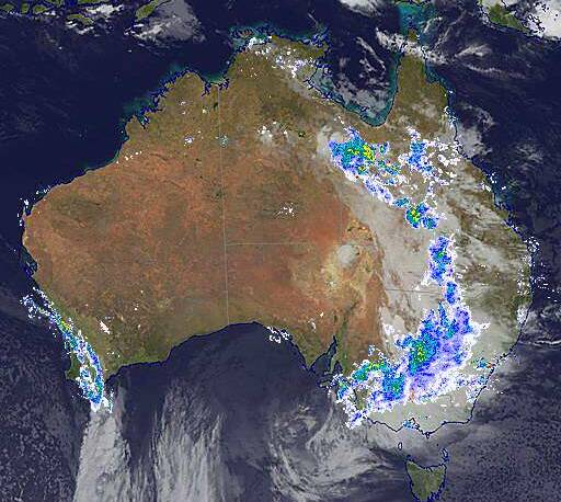 Where the rain is falling this morning. Radar image from Bureau of Meteorology.