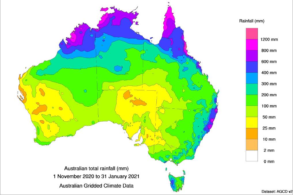 The best wet season for many years is being recorded across northern Australia. Graphic: Bureau of Meteorology.