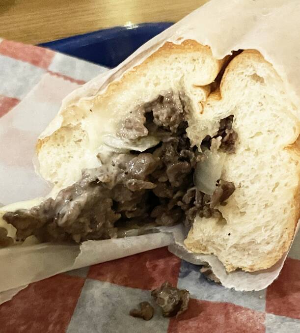 It may look unappetising but this famous Philadelphia cheese steak was surprisingly tasty. 