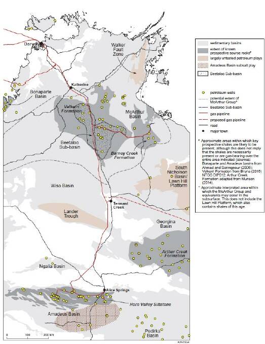 The Northern Territory is believed to be home to one of the richest shale gas fields in the world. Map: NT government.
