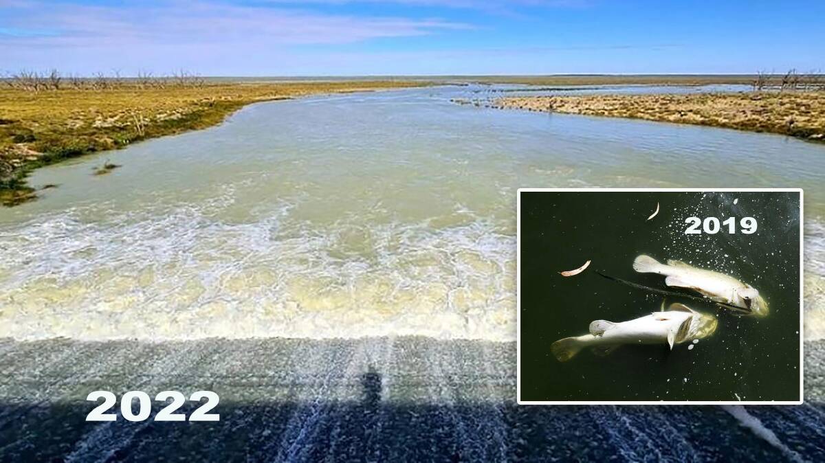 The Menindee Lakes have had a massive change in fortunes with floods following the fish kills of just a few years ago. Main picture from NSW government.