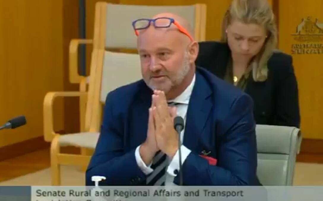 AWI boss Stuart McCullough appears before a Senate estimates hearing yesterday. Picture: Federal Parliament.