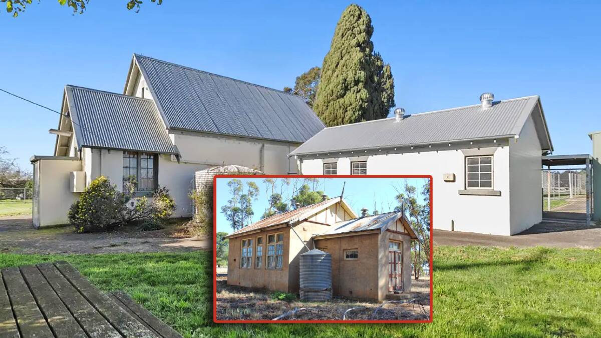 BACK TO SCHOOL: The former Windermere Primary School near Ballarat has just hit the market while the (inset) Ni Ni Well School near Nhill has been on the market for a while.