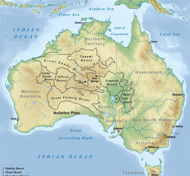 Deserts of Australia. Map from Federal government.