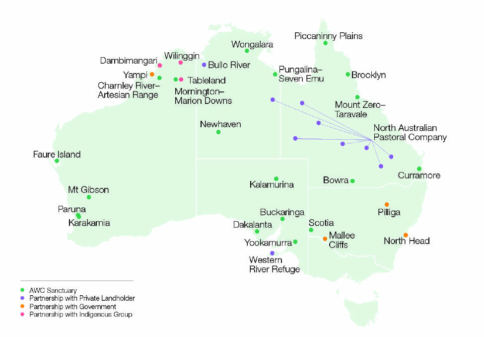 AWC sanctuaries. Map: AWC.