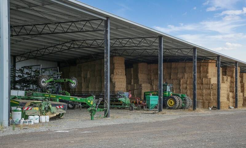 The massive hay shed can store 4000 big square bales. Pictures and video from Charles Stewart and Co