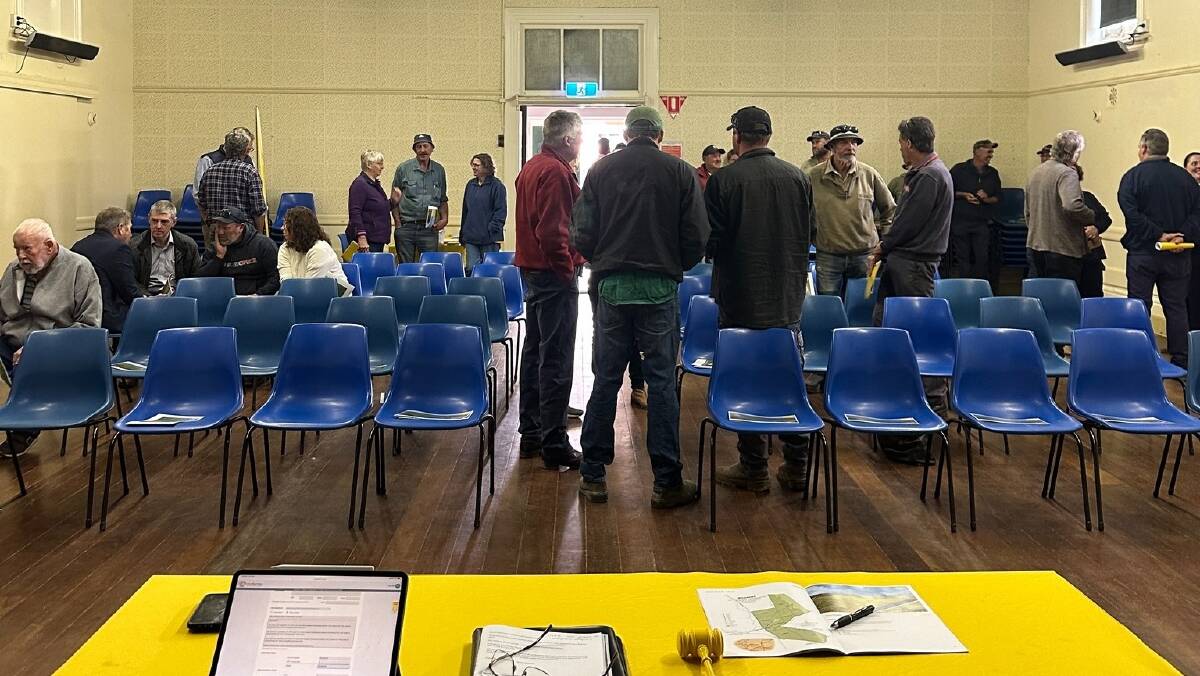 The aftermath of the public auction at the Wirrabara Town Hall on Friday. Picture from Ray White Rural.
