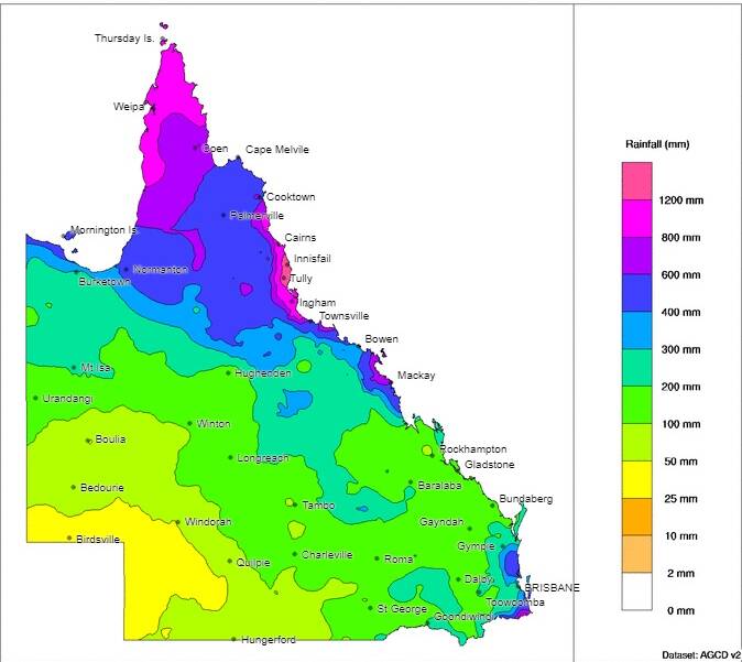 Where Queensland's rain has fallen from November to the end of January. Graphic: Bureau of Meteorology.