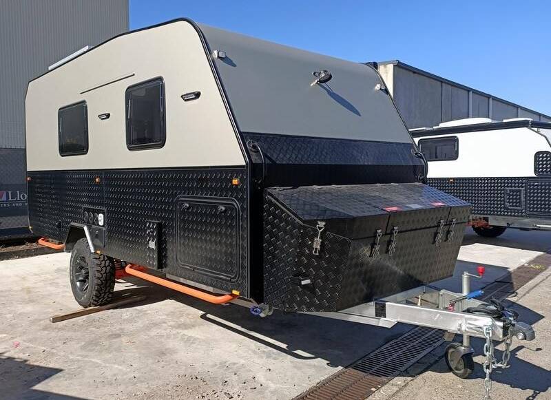 A bid of $47,500 has already been offered for this 2022 MDC XT16 (Prototype) Off-Road Caravan at Monday's auction, although they can retail for double that. Picture: Lloyds Auctions.