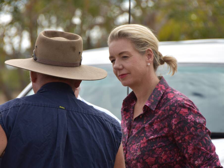 Senator Bridget McKenzie during an on-farm visit to Biloela in Queensland. 