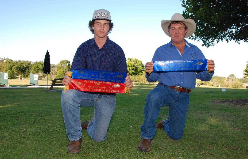 Father and son duo, Luke and Peter Aisthorpe, won this year's Gympie Carcass Classic assessment sections Best Six Carcase at Competition End and Allrounder Assessment at Start of Classic.