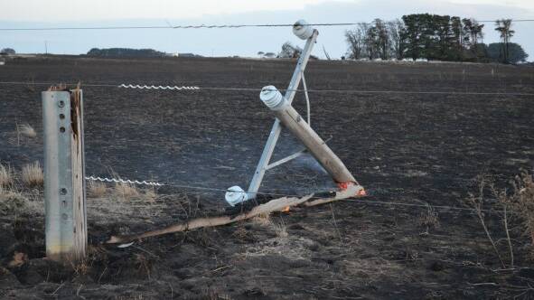The rotten, termite-ravaged pole No. 4 on the Sparrow Spur line that broke off in high winds and sparked The Sisters/Garvoc bushfire on St Patrick's Day.