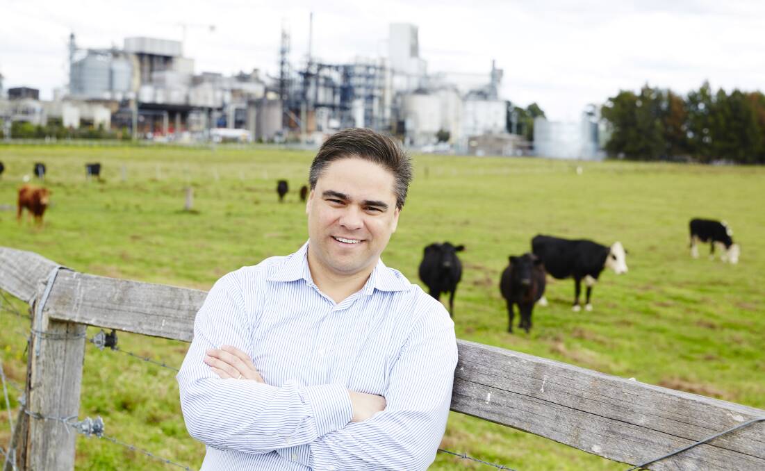 Manildra Group managing director John Honan at his company's environmental farm, with its wheat processing facility, Shoalhaven Starches in the background located at a Nowra, NSW.Photo: Manildra Group.
