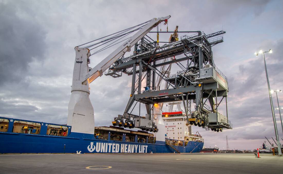 STATE OF THE ART: Cargill's new mobile ship loader at Port Adelaide.