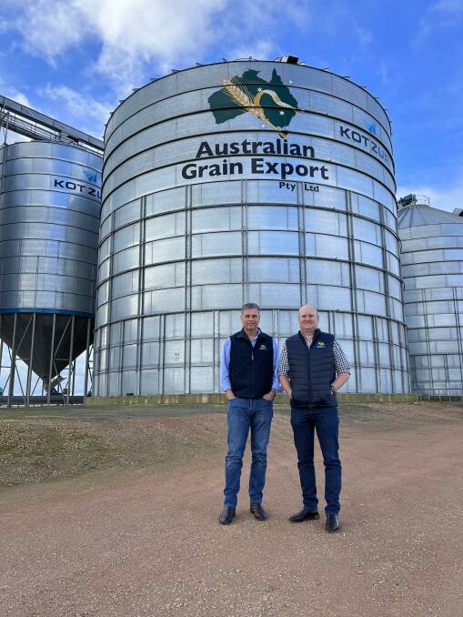 Tim Martin, AGE managing director and barley trader Tyson Hewett are excited about the prospects of the Chinese barley market. Photo courtesy of AGE.