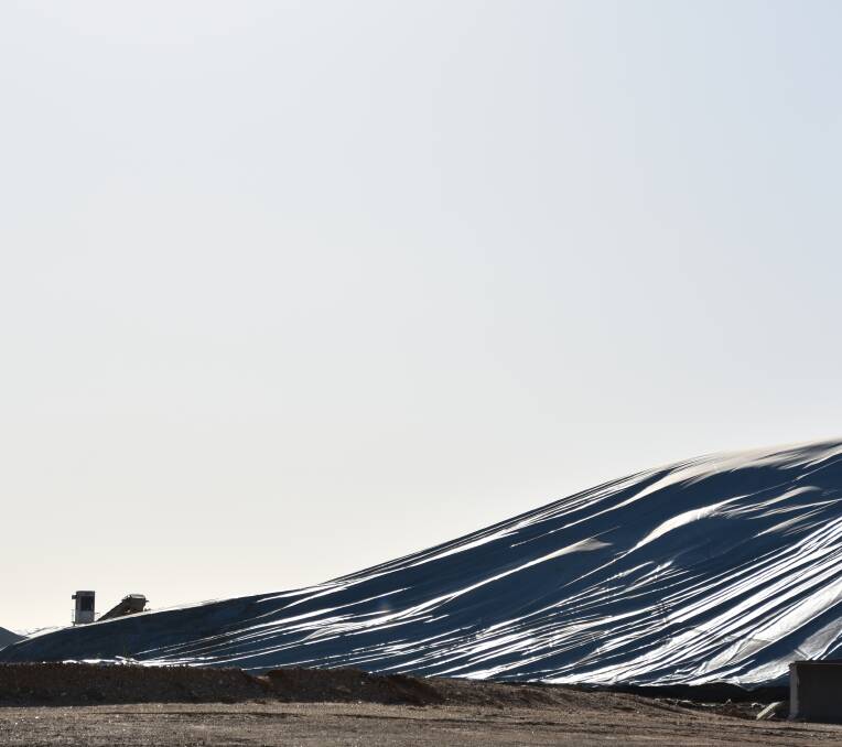 Bulk handling sites use thousands of tonnes of bunker tarps each year. Photo by Gregor Heard.