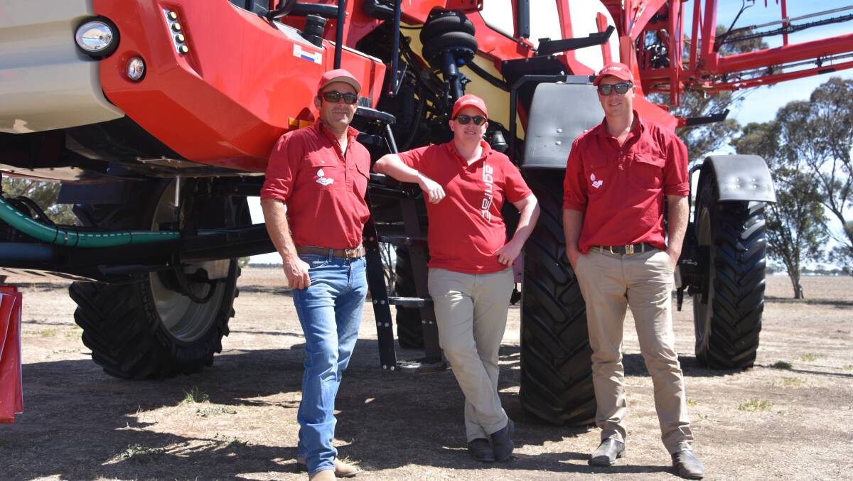 Mark Slater, Agrifac WA territory manager, Mark Bastian, national sales manager and James Fox, Victorian territory manager at the Wimmera Machinery Field Days earlier in the month.