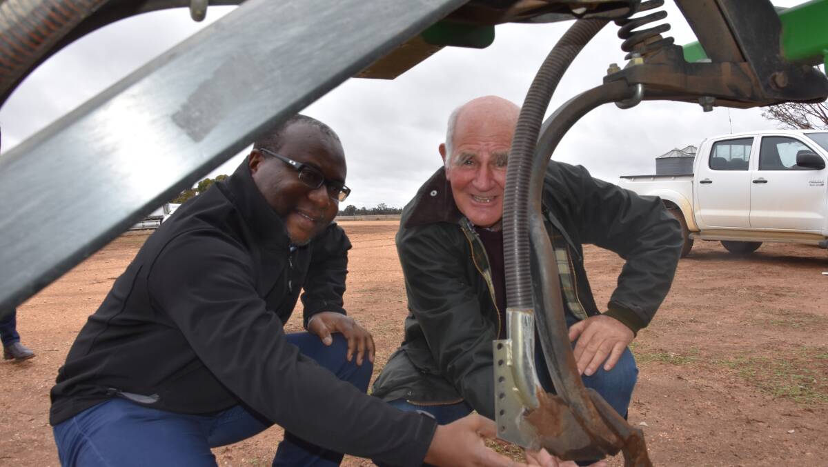 Kent Nnazodie and Tony Gregson at Dr Gregson's farm last week. 