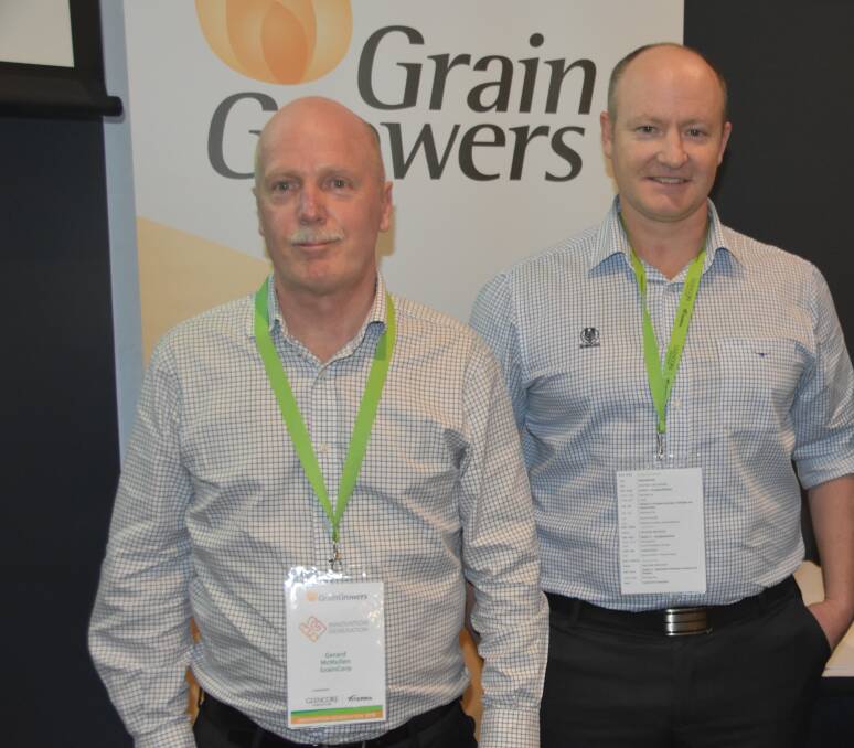 Gerard McMullen, National Working Party on Grain Protection, and Jason Shanley, GrainCorp, at Innovation Generation earlier this week.