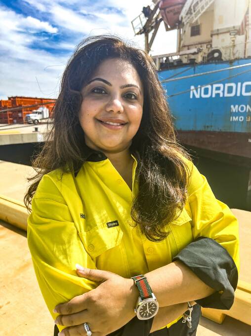 Centrex chief commercial officer Hiti Taluja in Townsville overseeing the company's first shipment of rock phosphate to Asia. Photo courtesy of Centrex.