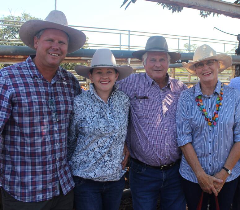 Family affair: Clermont based mixed farming and commercial cattle operators Bruce and Andy Cook with Bruce's parents Bernard and Marie.