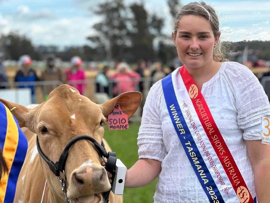 Broke's Olivia Lambkin winning the 2023 National Dairy Cattle Young Paraders Championship in Tasmania. Picture supplied