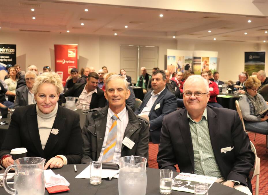 Agriculture and Food Minister Alannah MacTiernan, WAFarmers' dairy council president Ian Noakes and WAFarmers' president John Hassell at the WAFarmers Dairy Conference 2021.
