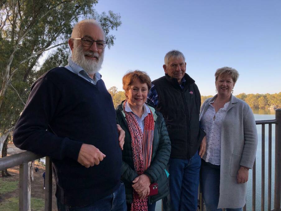 NORTHERN VISIT: Agricultural Water Consultant Rob Rendell, Independent Member for Shepparton Suzanna Sheed, Wyuna Dairy Farmer Russell Pell and Water Broker Liz Johnson in Wentworth 