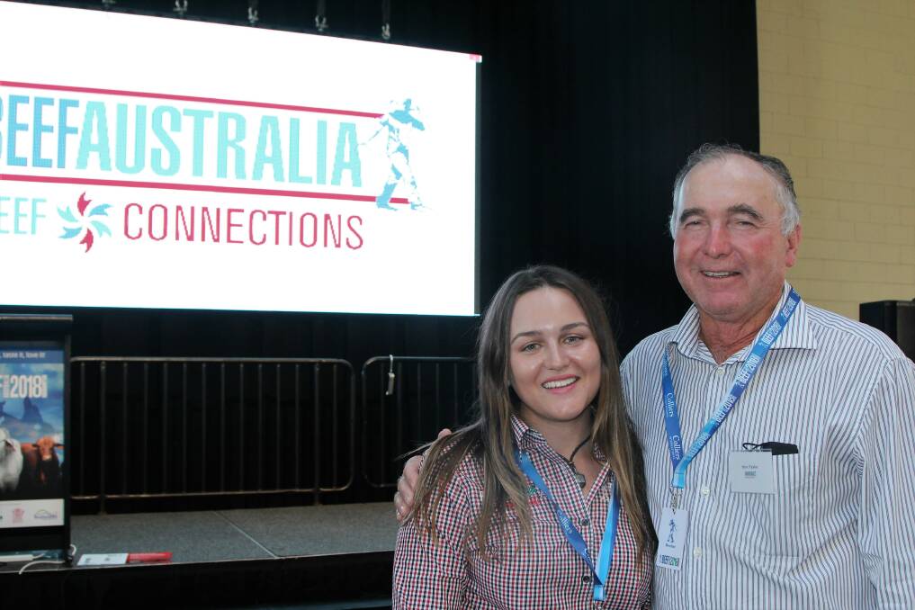 Winton's Ella Paine and her mentor, Steve Taylor, at the Graeme Acton Beef Connections lunch.
