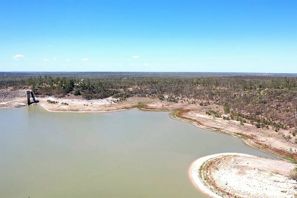 Shrinking resource: The receding water's edge at Fairbairn Dam, Emerald. Pictures - Sally Cripps.