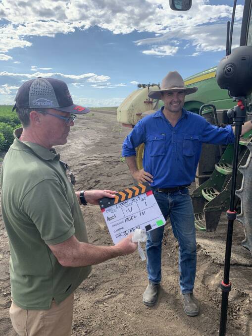 Emerald-based cotton grower and Cotton Australia deputy chairman Nigel Burnett during the cutting edge virtual reality video shoot.