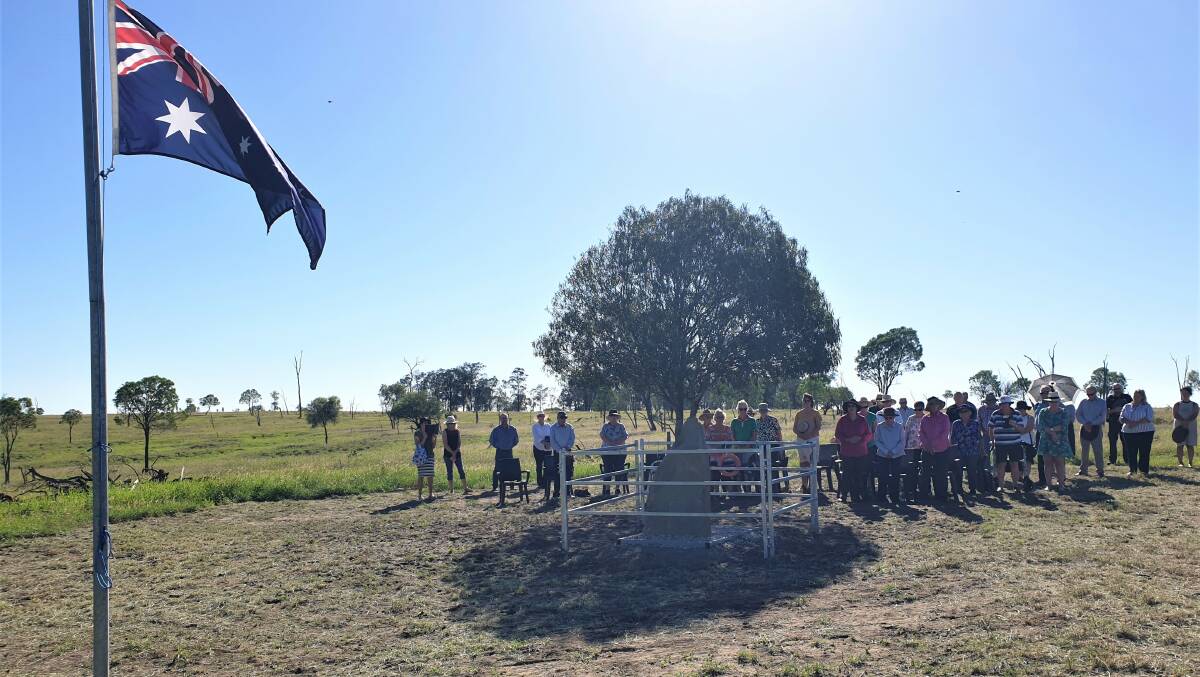 The dedication of the burial place of Walter Ford near Gunnewin incorporated a full Australia Day program, including the playing of the national anthem and flag raising.